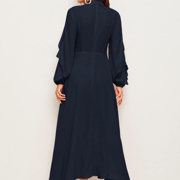 💝HPShein Flounce  Fit &Flare Lantern Sleeve dress sz small - Picture 3 of 6